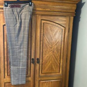 Tommy Hilfiger Women’s Plaid Houndstooth Pants. Cream, brown, chestnut.